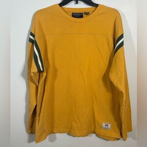 American Eagle Mustard Yellow Long Sleeve Shirt Men’s Large Cotton Stripe Sleeve